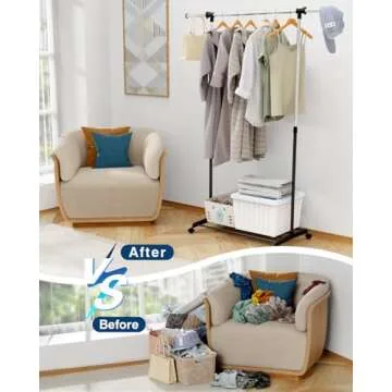 Whitmor Deluxe Adjustable Garment Rack - Rolling Clothes Organizer - Black and Chrome