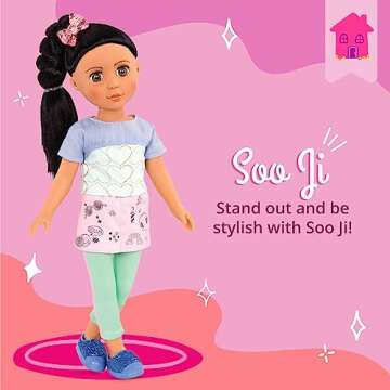 Glitter Girls – Soo Ji 14-inch Poseable Fashion Doll – Black Hair & Hazel Eyes —Hearts Outfit ...