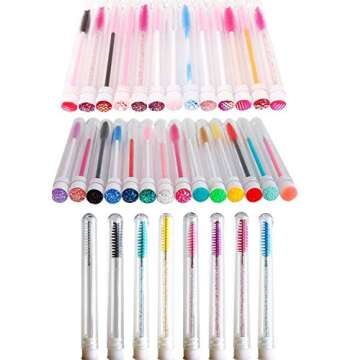 60 Pcs Colorful Lash Disposable Mascara Brushes Diamond Eyelash Spoolies Makeup Brush Mascara Wand in Sanitary Tube Lash Supplies
