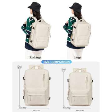 VGCUB Large Travel Backpack Bag for Women Men,Carry on Backpack,17 Inch Laptop Business Work Waterproof Backpack with Laptop Compartment,Person Item Flight Approved,Mochila de Viaje,White Large