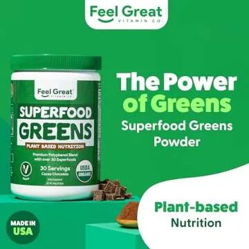 Organic Superfood Greens Powder - Cocoa Chocolate - 30 Servings