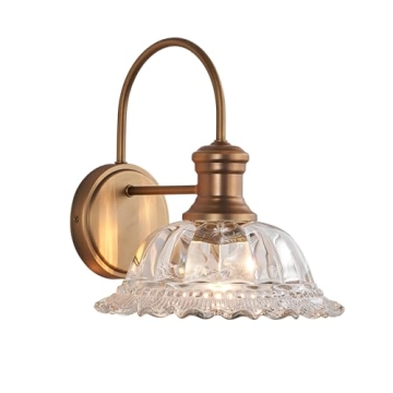 HDDFL Wall Scones Matte Brass Wall Lighting Fixture Vintage Wall Light Indoor Lamp for Bedroom Livin...
