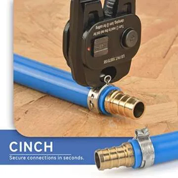 iCRIMP Ratchet PEX Cinch Tool with Removing function for 3/8 to 1-inch Stainless Steel Clamps with 20PCS 1/2-inch and 10PCS 3/4-inch PEX Clamps and Pipe Cutter- All in One