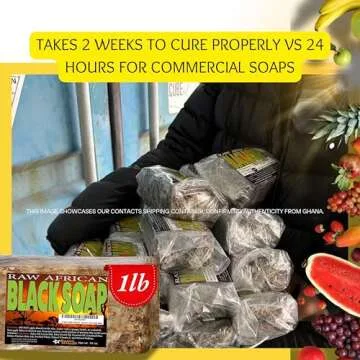 Premium African Black Soap - Pure 1 pound Bulk. Raw Organic Soap for Acne, Dry Skin, Rashes, Burns, Scar Removal, Face & Body Wash, From Ghana West Africa - Authentic African Moisturizer