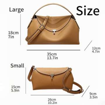 Jefuzh Woman Handbag Luxury Leather Underarm Shoulder Casual Tote Lady Soft Bucket Bag (Brown-l)