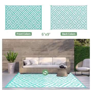 GENIMO Outdoor Rug for Patio Clearance, Waterproof Mat,Reversible Plastic Camping Rugs,Rv,Deck,Porch,Camper,Balcony,Backyard