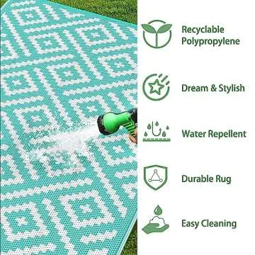 GENIMO Outdoor Rug for Patio Clearance, Waterproof Mat,Reversible Plastic Camping Rugs,Rv,Deck,Porch,Camper,Balcony,Backyard