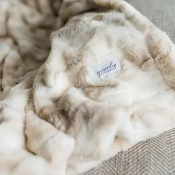 GRACED SOFT LUXURIES Softest Throw Blanket Warm Elegant Cozy Fluffy Thick Comfy Soft Faux Fur for Home, Couch, Sofa, Bed (Marbled Ivory, Large 50" x 60")
