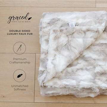 GRACED SOFT LUXURIES Softest Throw Blanket Warm Elegant Cozy Fluffy Thick Comfy Soft Faux Fur for Home, Couch, Sofa, Bed (Marbled Ivory, Large 50" x 60")