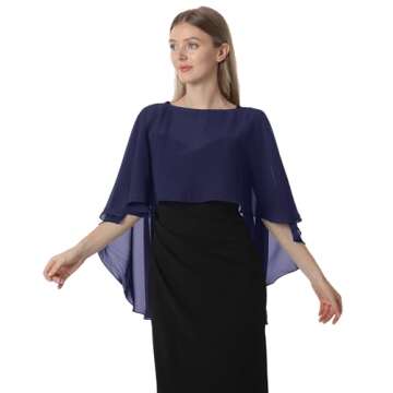 Hotshawl Capelets for women Chiffon Cape Shawls and Wraps for Evening Dress Wedding Capes Cover Up (...
