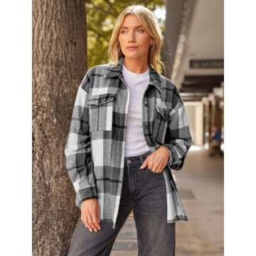 AUTOMET Womens Fall Outfits Fashion Clothes Shackets Flannel Plaid Button Down Long Sleeve Shirts Ja...