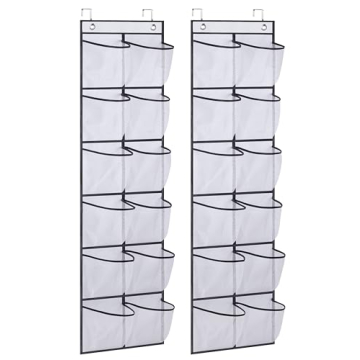 MISSLO Over The Door Shoe Organizer with 12 Pockets White
