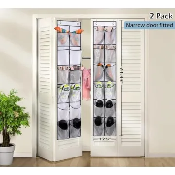 MISSLO Over The Door Shoe Organizer with 12 Pockets White