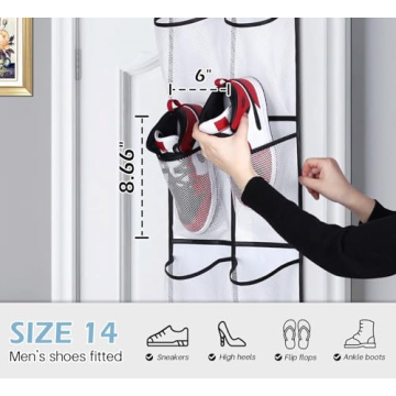 MISSLO Over The Door Shoe Organizer with 12 Pockets White