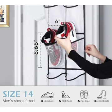 MISSLO Over The Door Shoe Organizer with 12 Pockets White