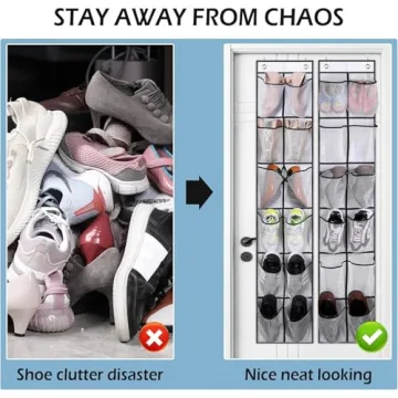 MISSLO Over The Door Shoe Organizer with 12 Pockets White