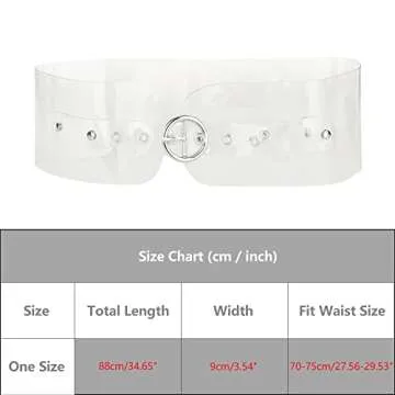 Elerevyo Women Clear Waist Belts, Wide Transparent Round Buckle PVC Waistband Belt for Dress 70-75cm/27.56-29.53" Clear