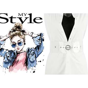 Elerevyo Women Clear Waist Belts, Wide Transparent Round Buckle PVC Waistband Belt for Dress 70-75cm/27.56-29.53" Clear