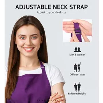 Syntus 2 Pack Adjustable Bib Apron Waterdrop Resistant with 2 Pockets Cooking Kitchen Aprons for BBQ Drawing, Women Men Chef, Purple