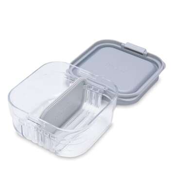 PackIt Mod Snack Bento Food Storage Container, Steel Gray, Shatterproof Crystal Clear Base, with Leak-resistant Dividers and Lid, Microwavable, Dishwasher Safe, Perfect for Snacks