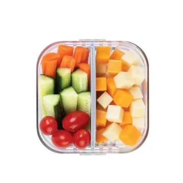 PackIt Mod Snack Bento Food Storage Container, Steel Gray, Shatterproof Crystal Clear Base, with Leak-resistant Dividers and Lid, Microwavable, Dishwasher Safe, Perfect for Snacks