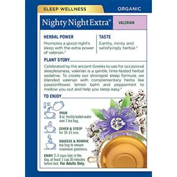 Traditional Medicinals Organic Nighty Night Extra with Valerian Herbal Tea, Promotes a Good Night’s Sleep, (Pack of 2) - 32 Tea Bags Total