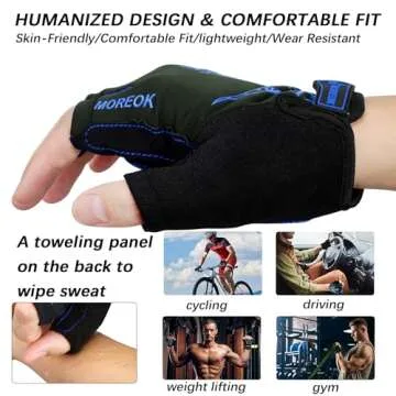 MOREOK Cycling Gloves Bike Gloves for Men/Women-[5MM Gel Pad] Biking Gloves Half Finger Bicycle Gloves Exercise Workout Gloves for Cycling/Weight Lifting/Gym/Motorcycle/Rowing-050-BLUE-S