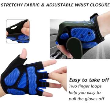 MOREOK Cycling Gloves Bike Gloves for Men/Women-[5MM Gel Pad] Biking Gloves Half Finger Bicycle Gloves Exercise Workout Gloves for Cycling/Weight Lifting/Gym/Motorcycle/Rowing-050-BLUE-S
