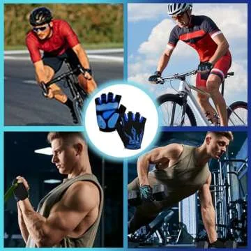 MOREOK Cycling Gloves Bike Gloves for Men/Women-[5MM Gel Pad] Biking Gloves Half Finger Bicycle Gloves Exercise Workout Gloves for Cycling/Weight Lifting/Gym/Motorcycle/Rowing-050-BLUE-S