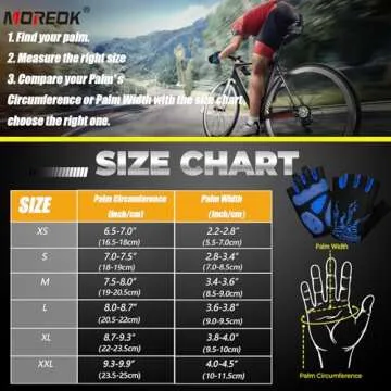 MOREOK Cycling Gloves Bike Gloves for Men/Women-[5MM Gel Pad] Biking Gloves Half Finger Bicycle Gloves Exercise Workout Gloves for Cycling/Weight Lifting/Gym/Motorcycle/Rowing-050-BLUE-S