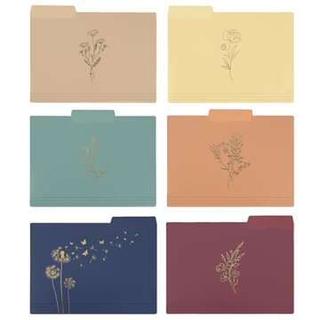 EOOUT 18 Pack Decorative File Folders Floral Cute Folders with Gold Foil Vintage Colored Poly File Folder 8.6 x 11.6 Inch 1/3 Cut Tab Letter Size for Office School Home