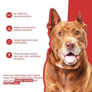 GrubTerra Premium All Natural Salmon Treat, Single Ingredient Dog Treats, Dog Food, Healthy Snacks, Ideal for Dog Training Treats, Bully Sticks for Canine Nutrition 8 oz