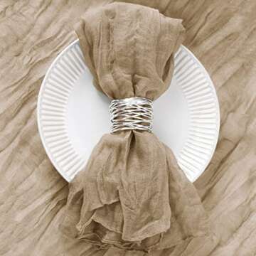 DeZerlor 50 Pack Nude Cheesecloth Napkins Washable Spring Easter Cloth Napkins Set of 50 Boho Cotton...