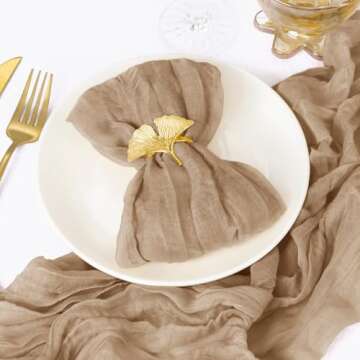 Elegant 50 Pack Cheesecloth Napkins for Weddings & Events