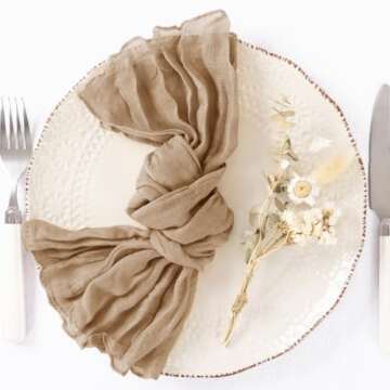 Elegant 50 Pack Cheesecloth Napkins for Weddings & Events