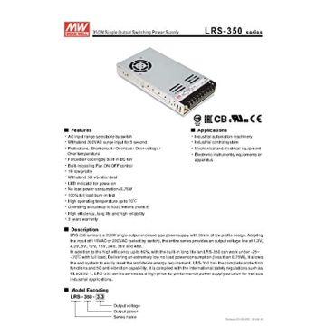 MEAN WELL 350W Power Supply 24V Output