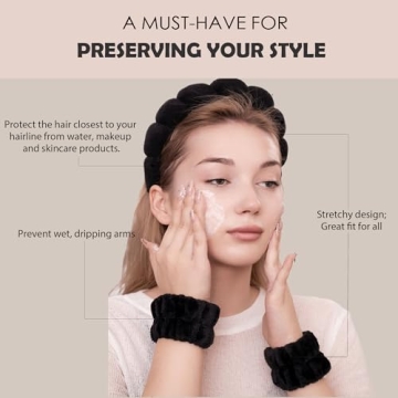 Ayesha Spa Headband and Wristband Set for Makeup and Skincare