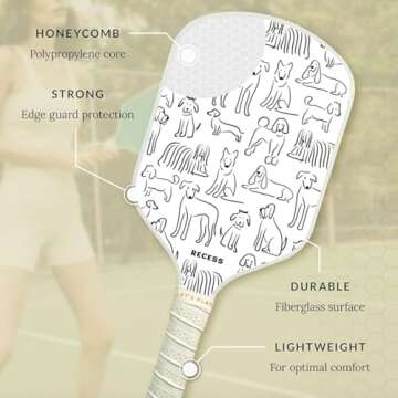 Dog Days Starter Set - Premium Pickleball Paddles and Four (4) Pickle Balls - Lightweight, Honeycomb Core & Comfort Grip Handles - Perfect for Beginners