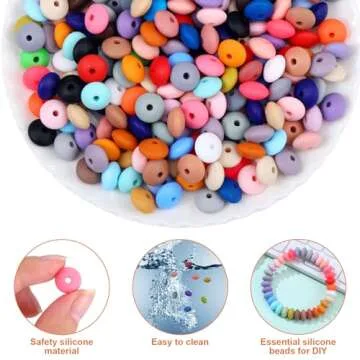500 Remuuly Silicone Lentil Beads for DIY Crafts and Jewelry