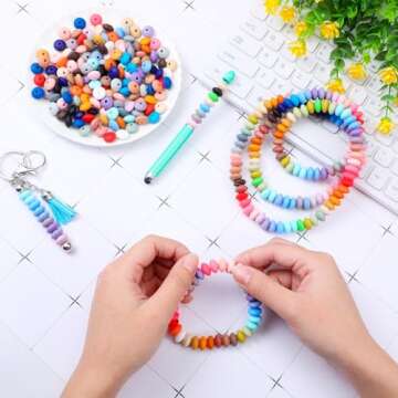 500 Remuuly Silicone Lentil Beads for DIY Crafts and Jewelry