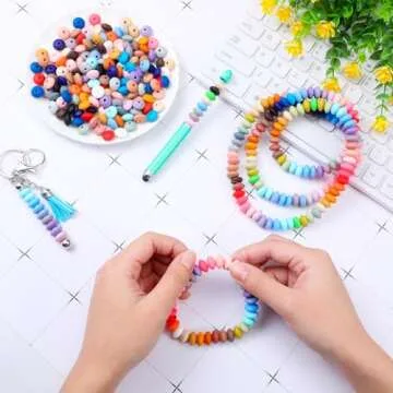 500 Remuuly Silicone Lentil Beads for DIY Crafts and Jewelry
