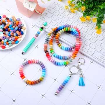 500 Remuuly Silicone Lentil Beads for DIY Crafts and Jewelry