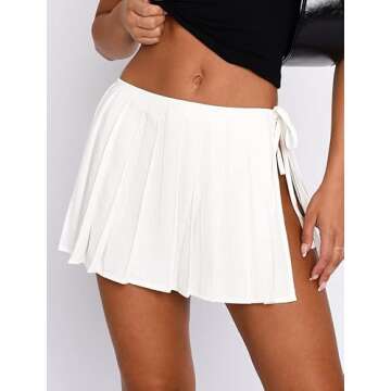 Justalwart Pleated Skirts for Women Sexy White Mini Skirts (US,4-6)