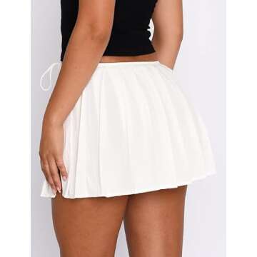 Justalwart Pleated Skirts for Women Sexy White Mini Skirts (US,4-6)