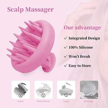 Silicone Hair Scalp Massager Shampoo Brush for Hair Growth, Head Scalp Scrubber for Washing Hair, Da...