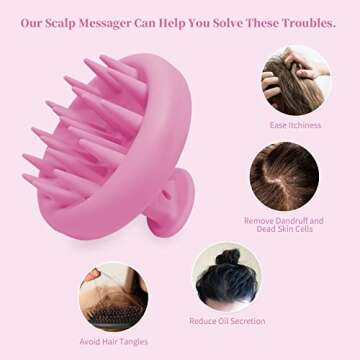 Silicone Hair Scalp Massager Shampoo Brush for Hair Growth, Head Scalp Scrubber for Washing Hair, Dandruff Exfoliator Brush Scalp Stimulator for Wet Dry Oily Hair Care Tools With Wall Hook