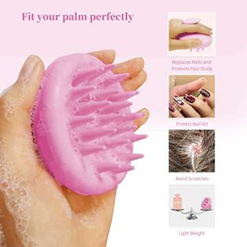 Silicone Hair Scalp Massager Shampoo Brush for Hair Growth, Head Scalp Scrubber for Washing Hair, Dandruff Exfoliator Brush Scalp Stimulator for Wet Dry Oily Hair Care Tools With Wall Hook