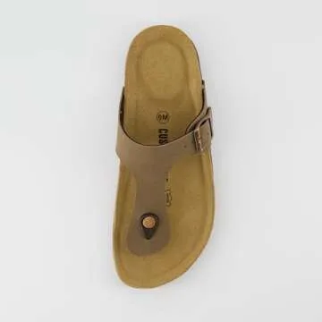 CUSHIONAIRE Women's Leah Cork Footbed Sandal With +Comfort, Brown 6.5