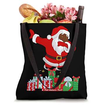Dabbing Through The Snow Black Dabbing Afro Santa Christmas Tote Bag