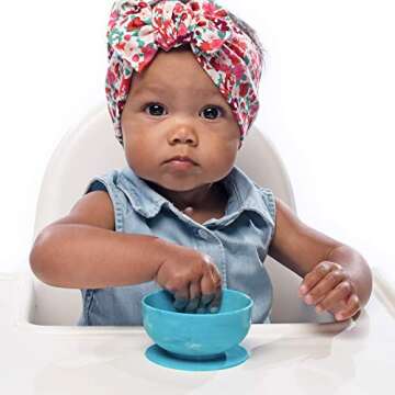 ChooMee Suction Bowls & Learning Utensils Set, Aqua Green